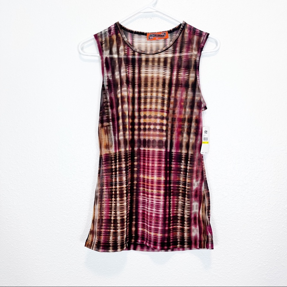 2OH Threads Sheer Sleeveless Blouse Tank Fall Colors Size Medium